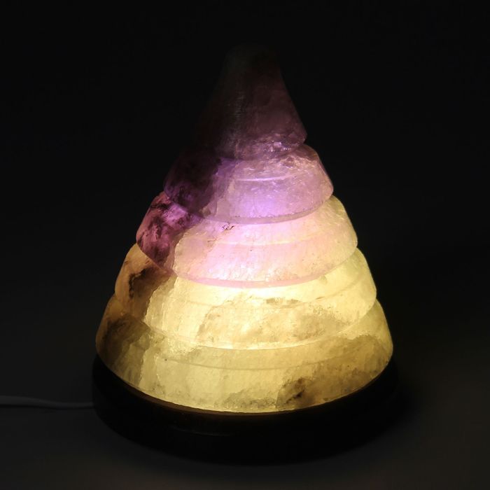 Соляной светильник "Конус", цельный кристалл, 4-5 кг, цветной