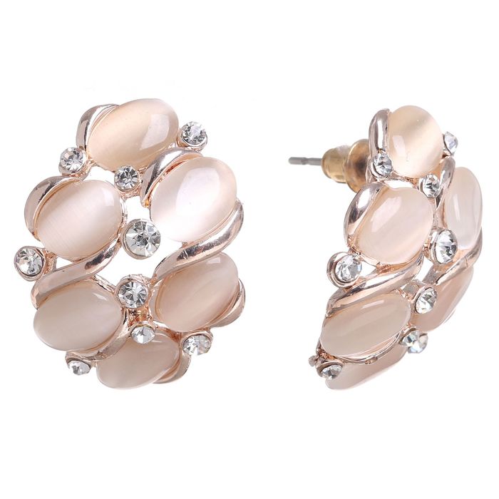 Серьги "Абстракция" волна, цвет бежевый в золоте