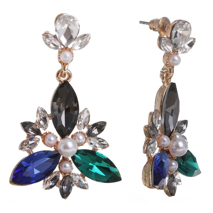 Серьги ассорти "Цветок" радость, цветные в золоте