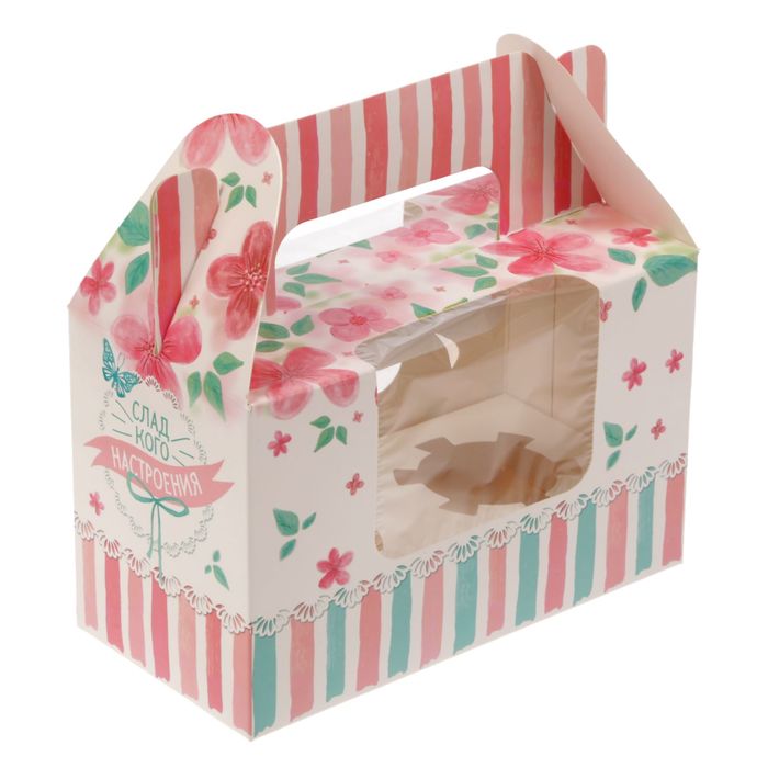 Коробочка под капкейки с топперами «Сладкого настроения», 16 х 10 х 8 см.