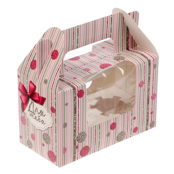 Коробочка под капкейки с топперами «Для тебя», 16 х 10 х 8 см