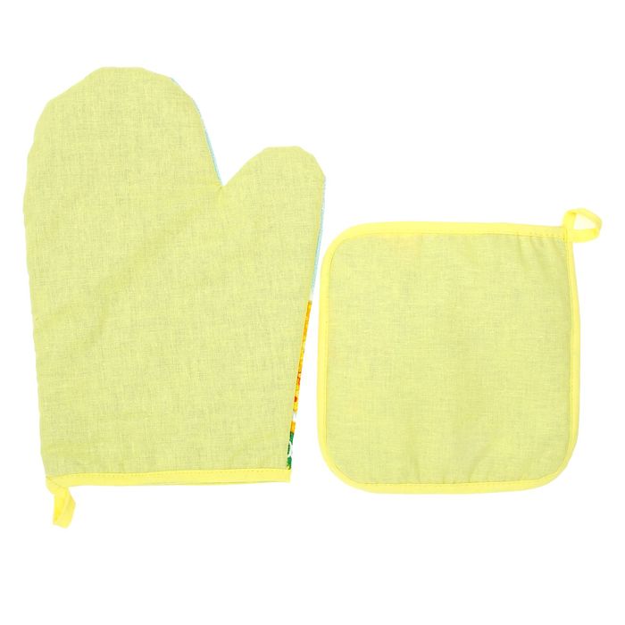 Набор "Доляна" Нарциссы (вид 2): варежка 18х26 см, прихватка 17х17 см, рогожка 162 г/м2