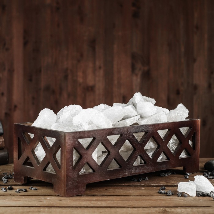 Соляной светильник "Камин", 12 кг, деревянный декор