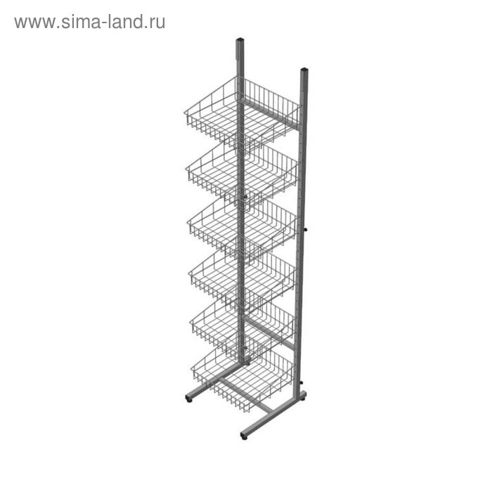 

Стойка торговая разборная, корзины 41,5*33 см прямые, крепление для топпера, цвет белый