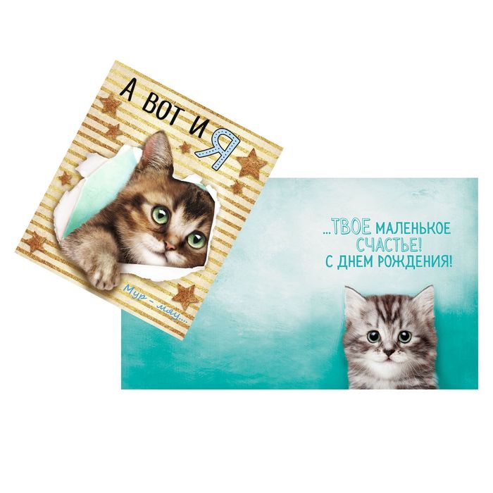 Открытка «А вот и я», котёнок, 14 х 16 см