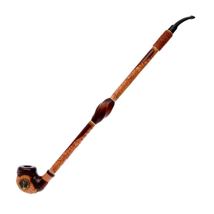 Трубка курительная "Гусар с кожей фигурный" якорь металл