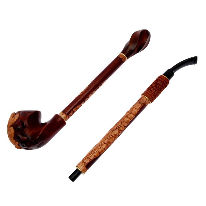 Трубка курительная "Гусар с кожей фигурный" пантера на камнях