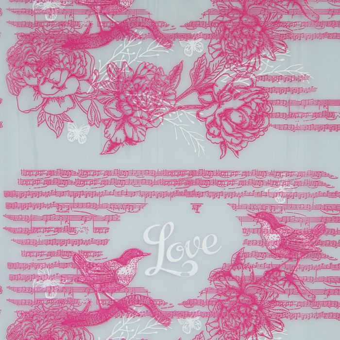 Пленка для цветов и подарков "Винтажная птичка" малиновый 0.7 х 7 м, 40 мкм