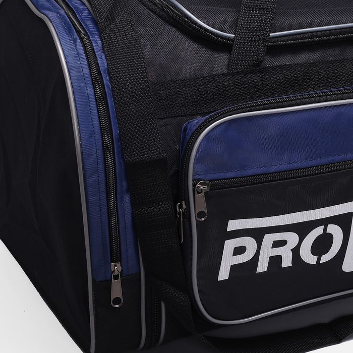 Сумка спортивная, 1 отдел на молнии, 3 наружных кармана, цвет чёрный/синий