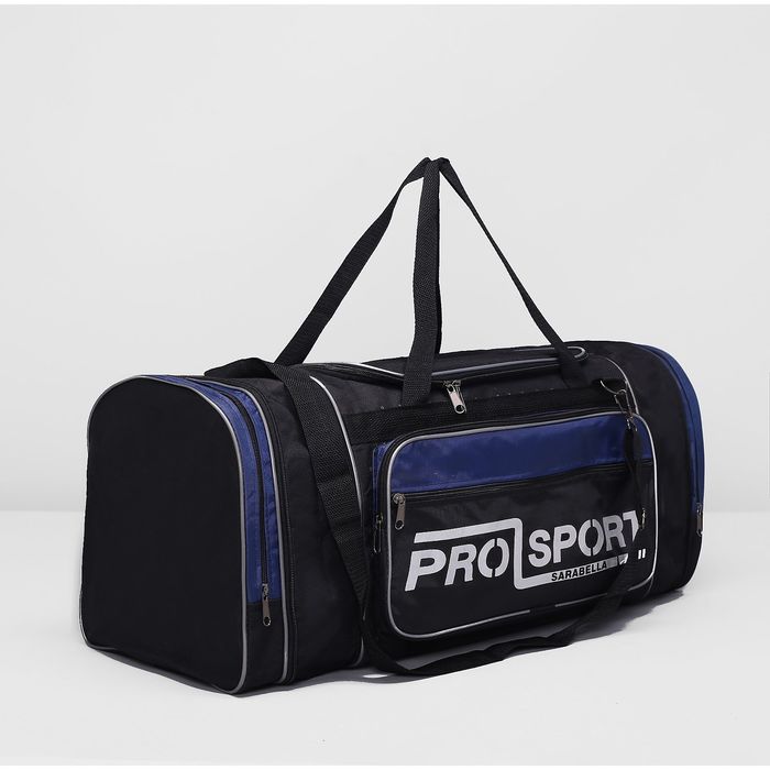 Сумка спортивная, 1 отдел на молнии, 3 наружных кармана, цвет чёрный/синий