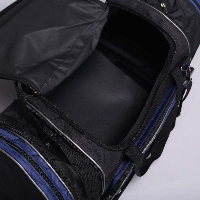 Сумка спортивная, 1 отдел на молнии, 3 наружных кармана, цвет чёрный/синий