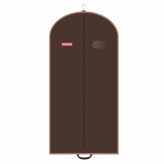 Чехол для одежды объёмный Hausmann, с овальным окном ПВХ и ручками, 60х140х10 см, коричневый чехол для одежды hausmann с овальным окном и ручками объемный черный 60х140х10 см