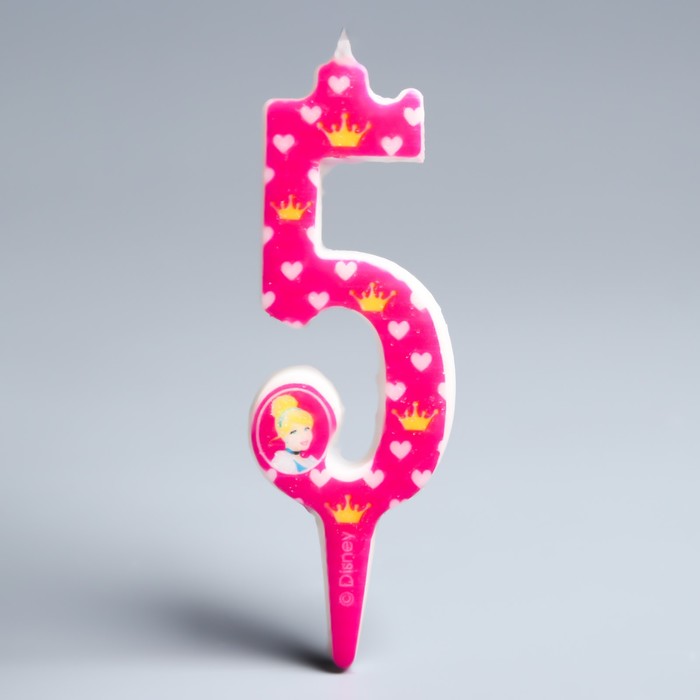 Свеча в торт цифра Дисней 5 "С Днем рождения", Принцессы