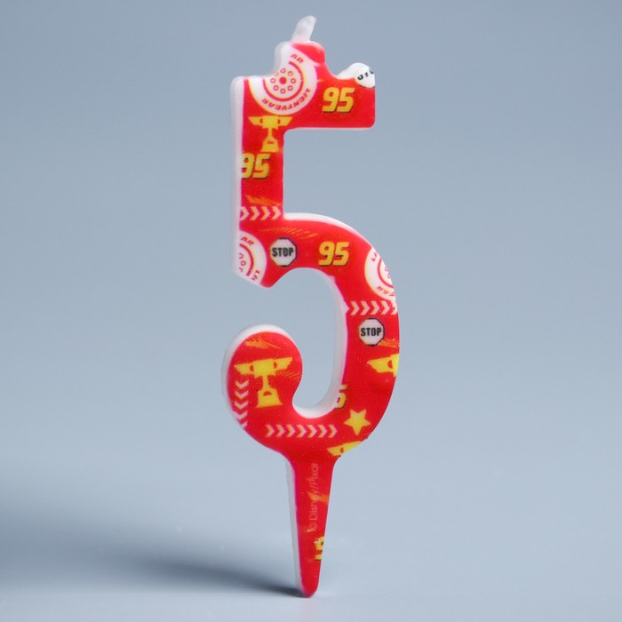 Свеча в торт цифра Дисней 5 "С Днем рождения", Тачки