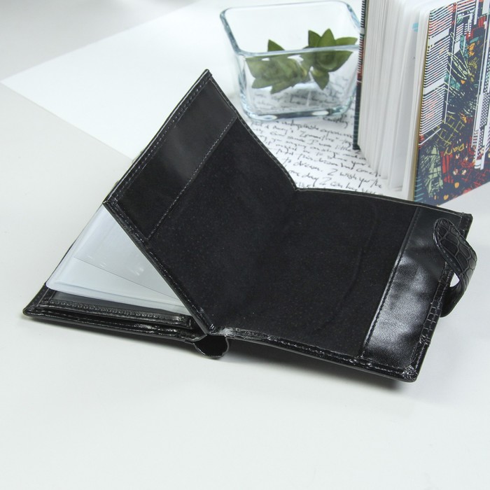 Портмоне мужское 3 в 1, для паспорта, для автодокументов, 3 отдела, для карт, для монет, цвет чёрный