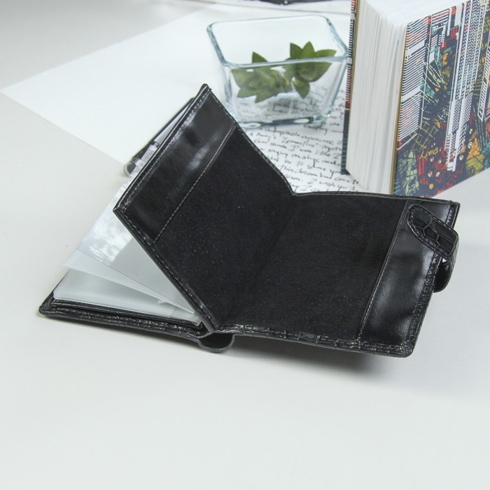 Портмоне мужское 3 в 1, для паспорта, для автодокументов, 3 отдела, для карт, для монет, цвет чёрный