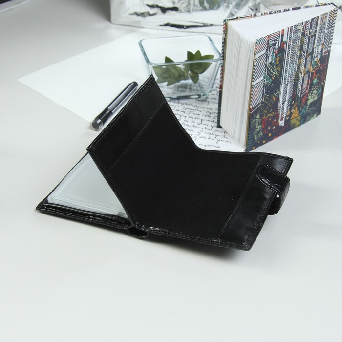 Портмоне мужское 3 в 1, для паспорта, для автодокументов, 3 отдела, для карт, для монет, цвет чёрный