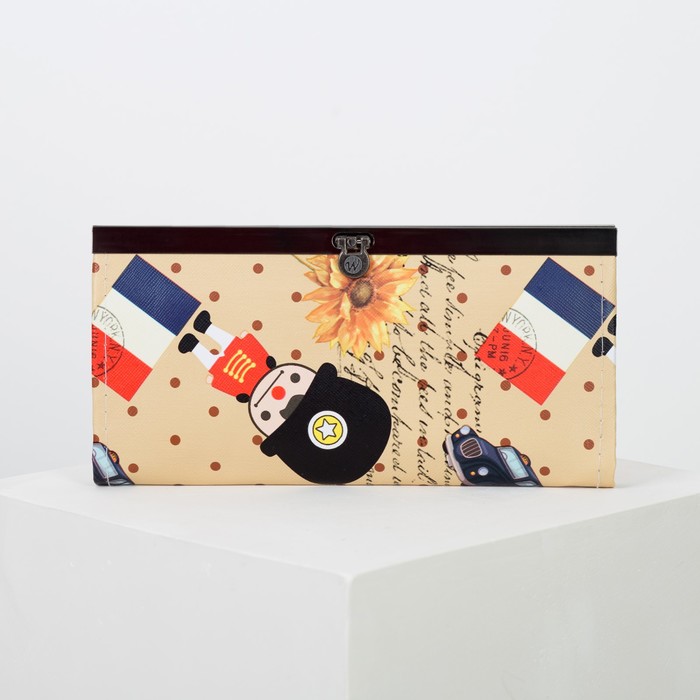 Кошелёк женский на застёжке, 5 отделов, цвет бежевый