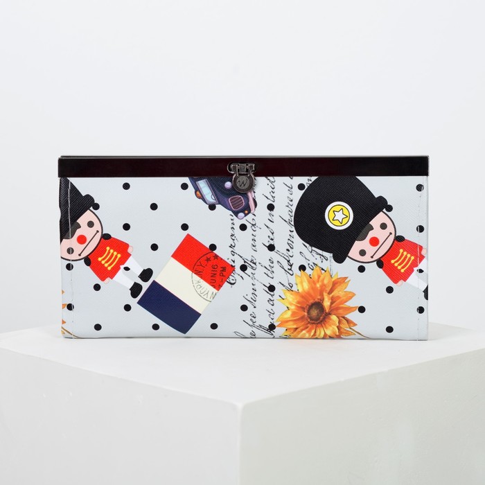 Кошелёк женский на застёжке, 5 отделов, цвет серый