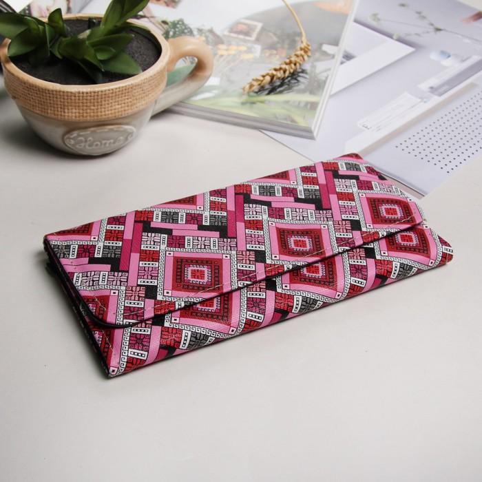 Кошелёк женский на клапане, 3 отдела, цвет малиновый