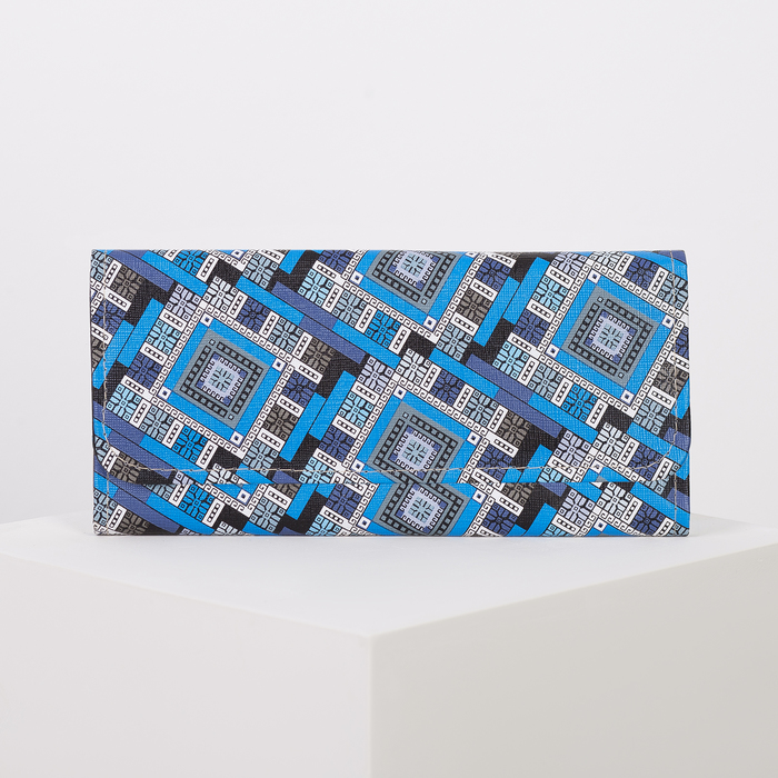 Кошелёк женский на клапане, 3 отдела, цвет синий