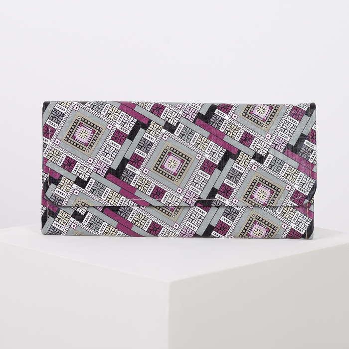 Кошелёк женский на клапане, 3 отдела, цвет серый