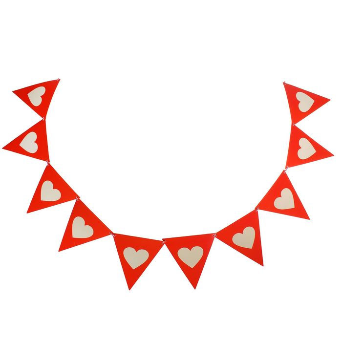 Гирлянда-вымпел "Сердце" на красном, 200 см