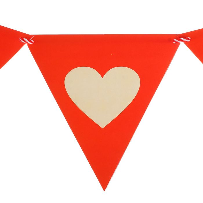 Гирлянда-вымпел "Сердце" на красном, 200 см