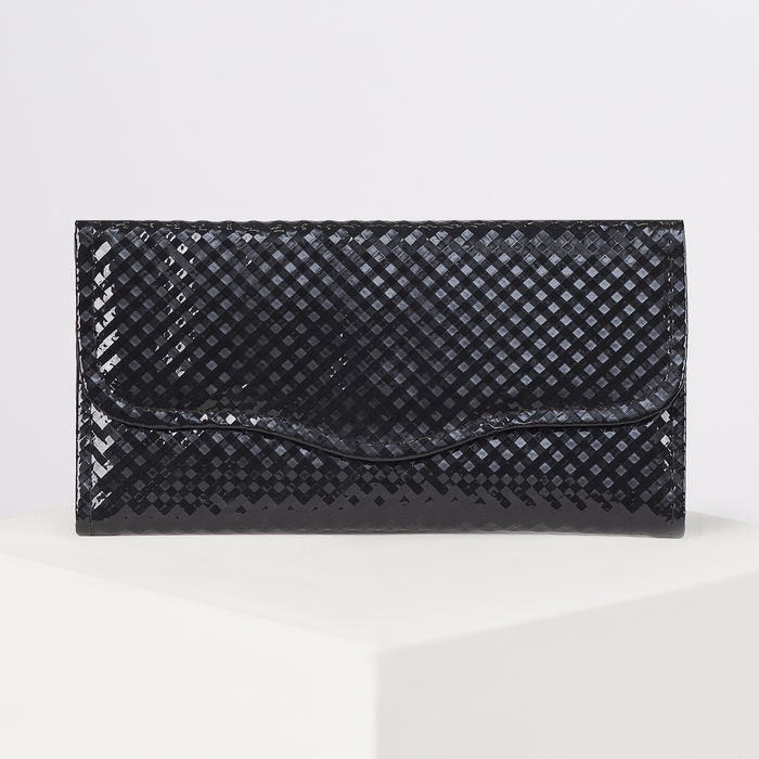 Кошелёк женский на клапане, 2 отдела , для монет, цвет чёрный