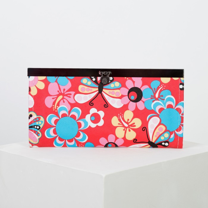 Кошелёк женский на застёжке, 4 отдела, для монет, цвет красный