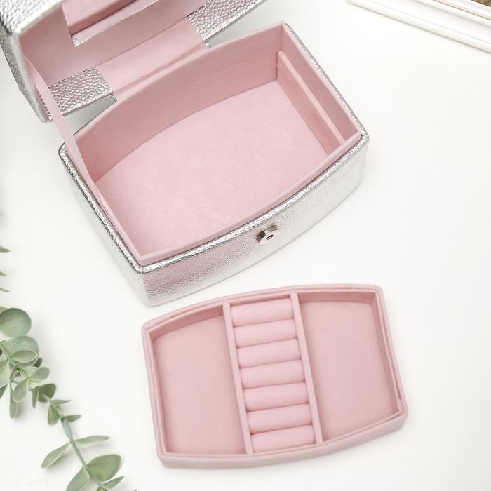 Шкатулка кожзам для украшений "Серебро" 9х15,5х11 см