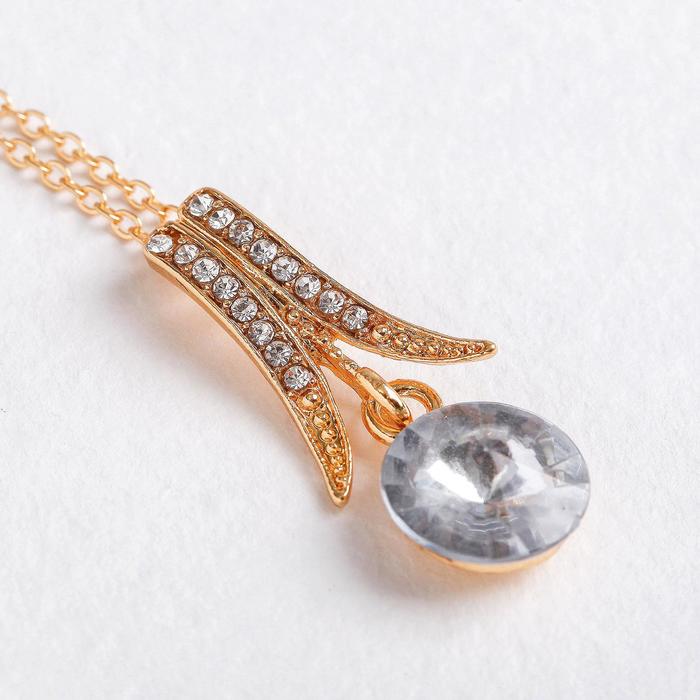 Кулон "Круг" с завитком, цвет бело-голубой в золоте, 40см