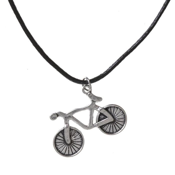 Кулон на шнурке "Велосипед", цвет чернёное серебро