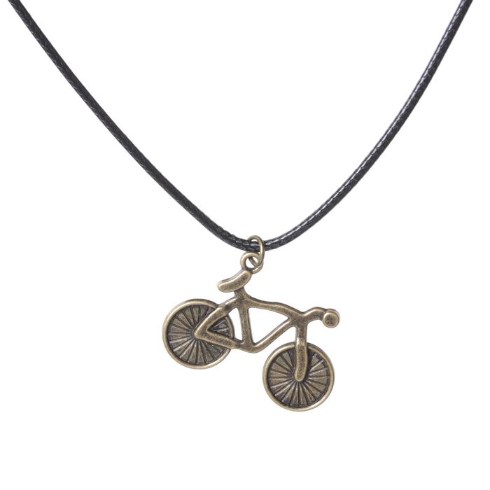 Кулон на шнурке "Велосипед", цвет чернёное золото