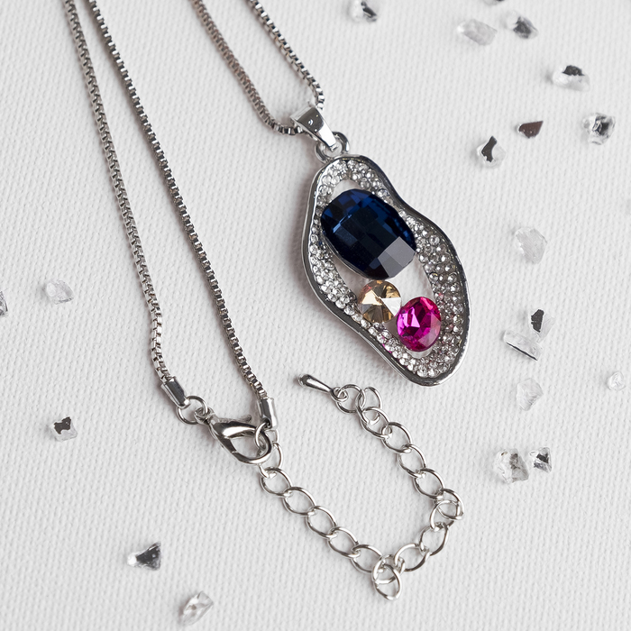 Кулон "Абстракция" овал, цветной в серебре