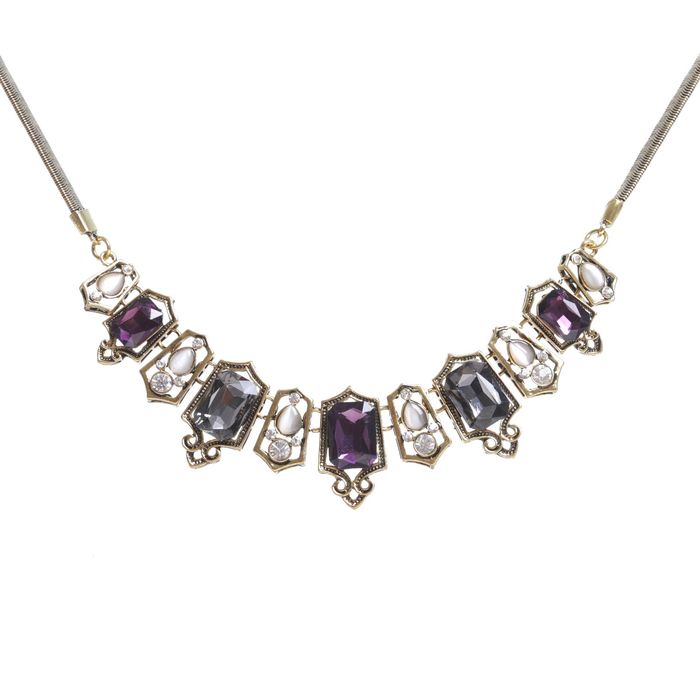 Колье "Авангард" завитки, цветное в золоте