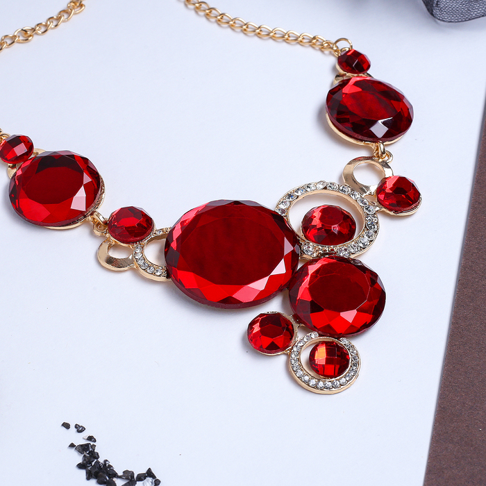 Колье "Круги" крупные, цвет красно-белый в чернёном золоте