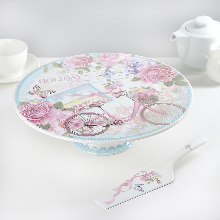 Подставка для торта 31х10 см "Выходной", с лопаткой