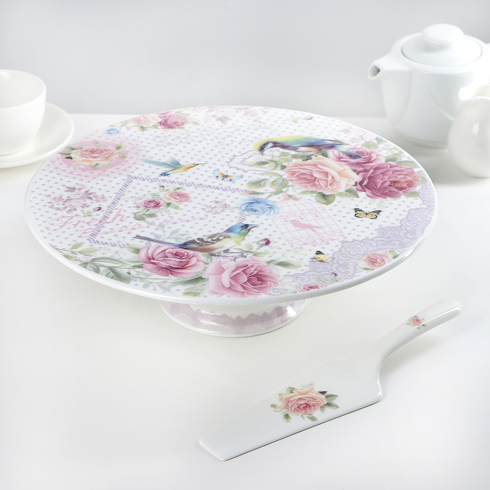 Подставка для торта 31х10 см "Птичье молоко", с лопаткой