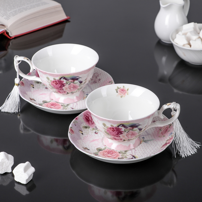 Набор чайный "Птичье молоко", 4 предмета: 2 чашки 200 мл, 2 блюдца