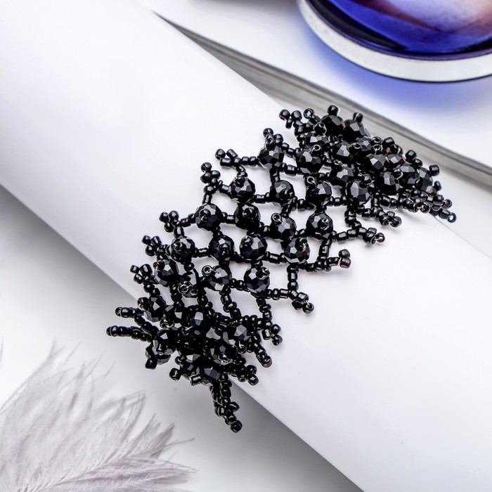 Браслет из бисера "Плетение" бусины, цвет чёрный