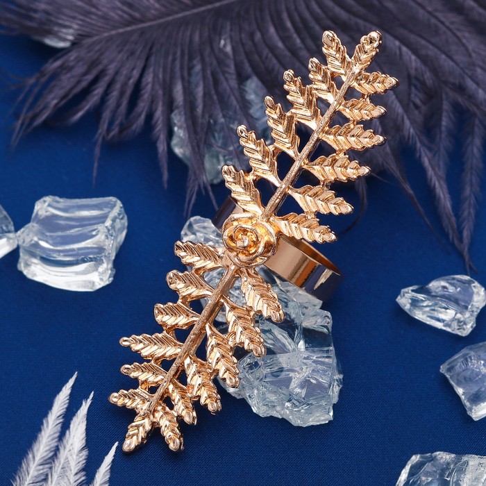 Кольцо "Лист" папоротник, размер 16, цвет золото