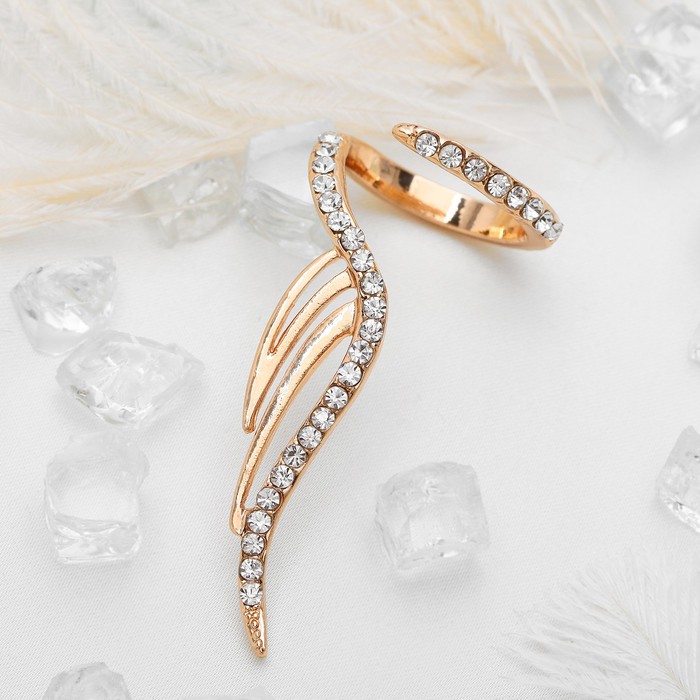 Кольцо "Изгиб", размер 16, цвет белый в золоте