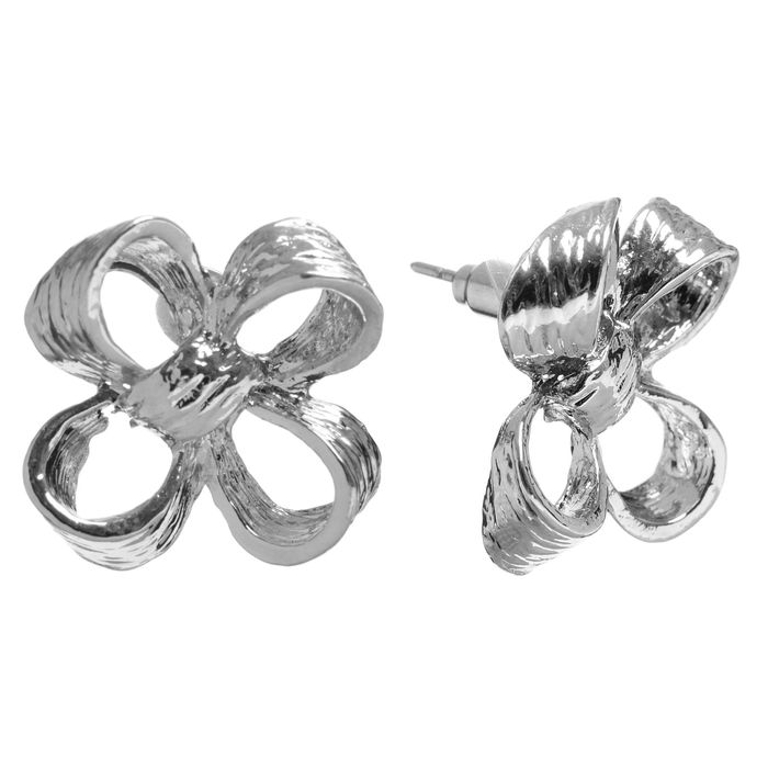 Серьги металл "Цветочек" бесконечность, цвет серебро