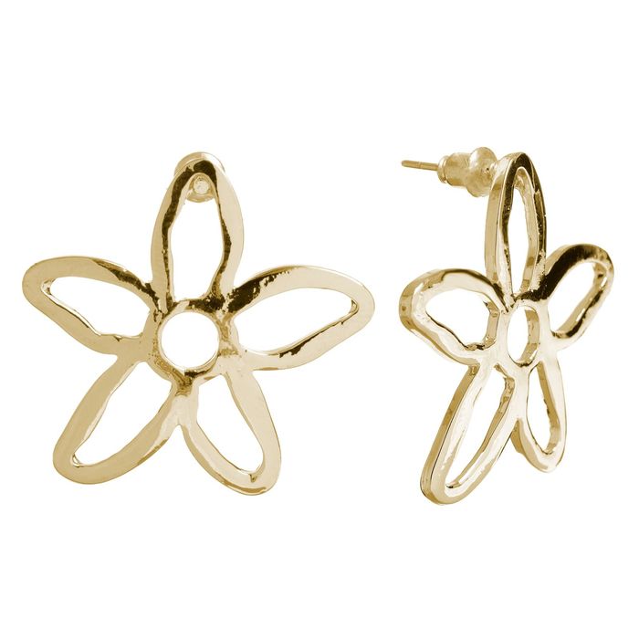 Серьги металл "Цветочек" пятилистник, цвет золото