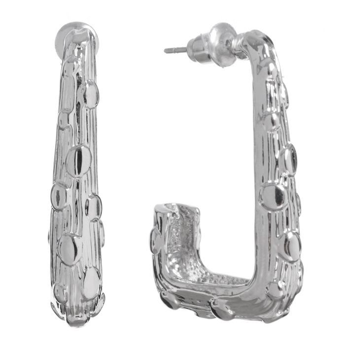 Серьги металл "Рельеф", цвет серебро