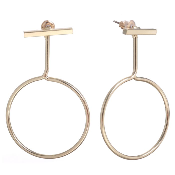 Серьги металл "Круг" абстракция, цвет золото