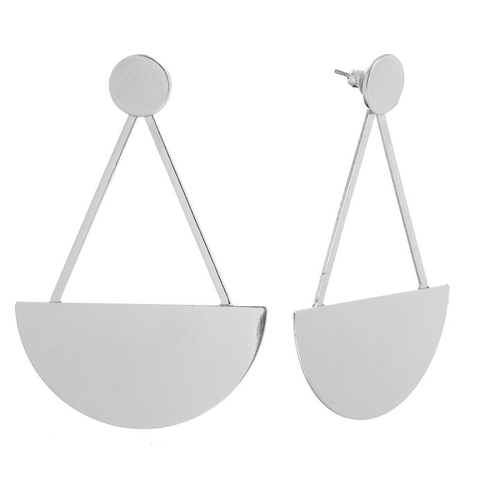 Серьги висячие "Капля" абстракция, цвет серебро