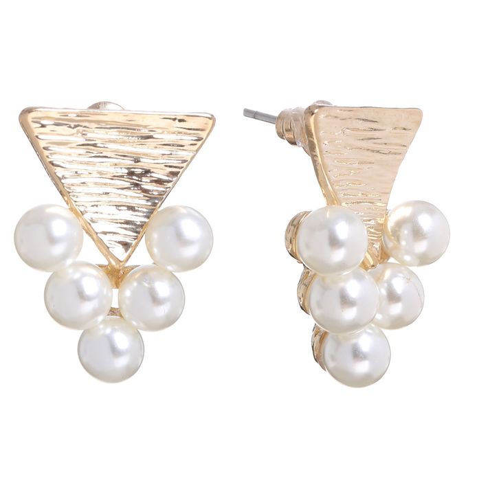 Серьги с жемчугом "Виноградинки", цвет белый в золоте