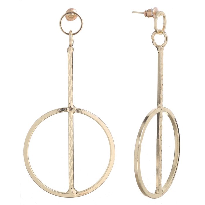 Серьги висячие "Круг" абстракция, цвет золото
